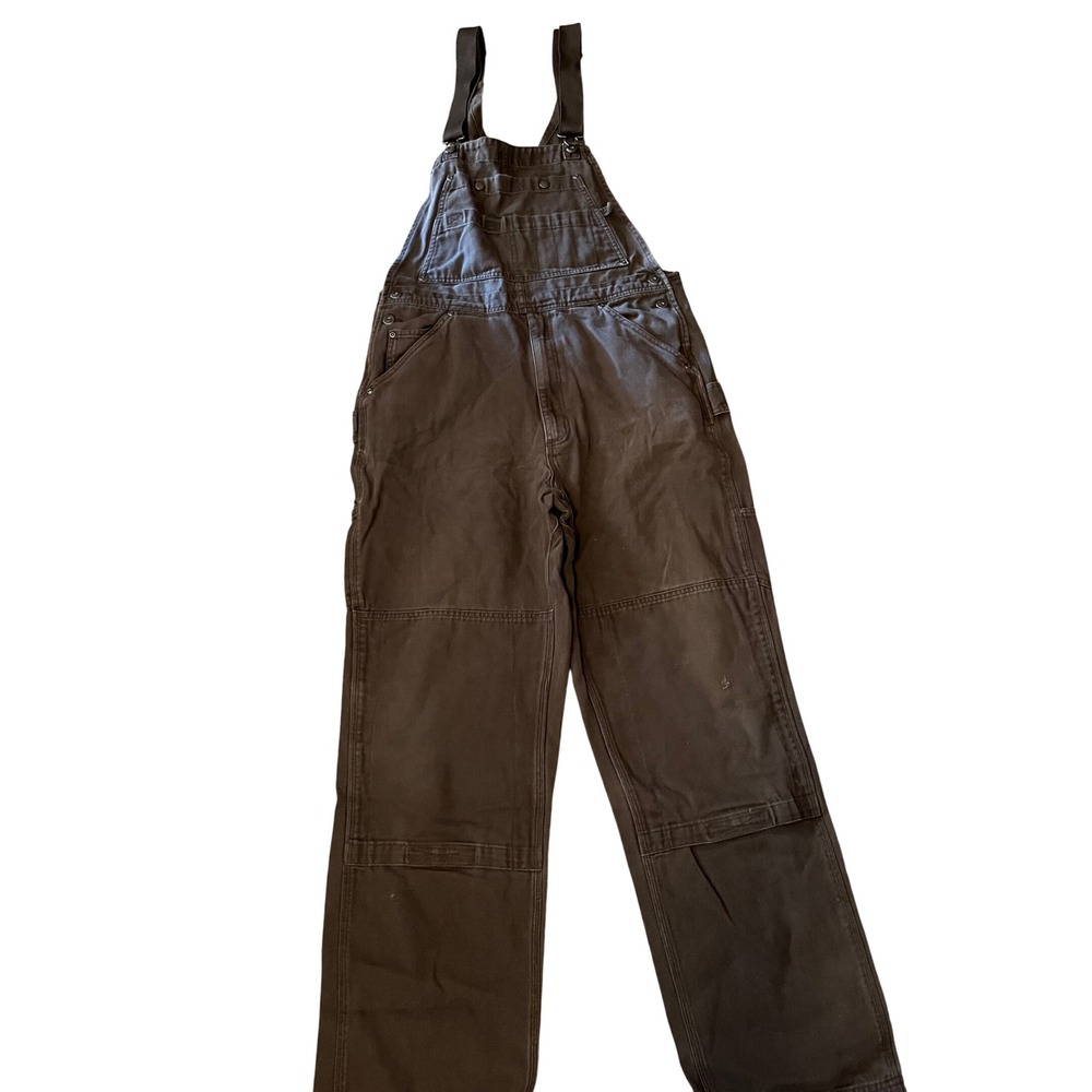Duluth Trading Co Mens Fire Hose Bib Overalls 36x34 Brown Canvas Workwear